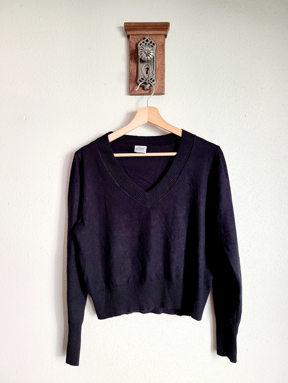 Cielo Black V-Neck Women's Sweater